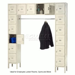 Global Industrial™ 16 Person Box Locker, 12"W x 18"D x 12"H, Tan, Unassembled -Deals Lockers Store 238232TN 2wco