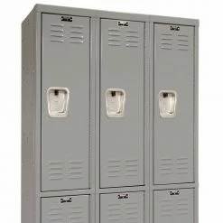 Hallowell® 2-Tier 6 Door Premium Locker, 12"W x 15"D x 36"H, Dark Gray, Unassembled -Deals Lockers Store 238360GY 03 1