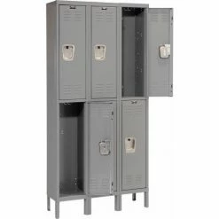 Hallowell® 2-Tier 6 Door Premium Locker, 12"W x 12"D x 36"H, Dark Gray, Unassembled -Deals Lockers Store 238360GY 05