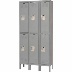 Hallowell® 2-Tier 6 Door Premium Locker, 12"W x 15"D x 36"H, Dark Gray, Unassembled -Deals Lockers Store 238360GY 07 1