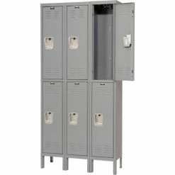 Hallowell® 2-Tier 6 Door Premium Locker, 12"W x 12"D x 36"H, Dark Gray, Unassembled -Deals Lockers Store 238360GY 08