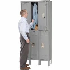 Hallowell® 2-Tier 6 Door Premium Locker, 12"W x 15"D x 36"H, Dark Gray, Unassembled -Deals Lockers Store 238360GY 10 1