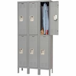Hallowell® 2-Tier 6 Door Premium Locker, 12"W x 15"D x 36"H, Dark Gray, Unassembled -Deals Lockers Store 238360GY 11 1