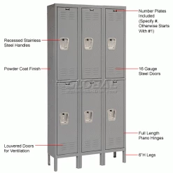 Hallowell® 2-Tier 6 Door Premium Locker, 12"W x 12"D x 36"H, Dark Gray, Unassembled -Deals Lockers Store 238360GY 1wco
