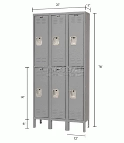 Hallowell® 2-Tier 6 Door Premium Locker, 12"W x 12"D x 36"H, Dark Gray, Unassembled -Deals Lockers Store 238360GY dim