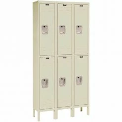 Hallowell® 2-Tier 6 Door Premium Locker, 12"W x 18"D x 30"H, Tan, Unassembled