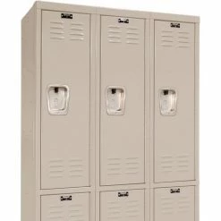 Hallowell® 2-Tier 6 Door Premium Locker, 12"W x 18"D x 30"H, Tan, Unassembled -Deals Lockers Store 238360PT 03