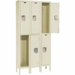 Hallowell® 2-Tier 6 Door Premium Locker, 12"W x 18"D x 30"H, Tan, Unassembled -Deals Lockers Store 238360PT 05