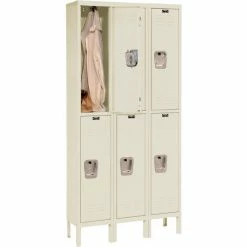 Hallowell® 2-Tier 6 Door Premium Locker, 12"W x 18"D x 30"H, Tan, Unassembled -Deals Lockers Store 238360PT 06