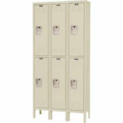 Hallowell® 2-Tier 6 Door Premium Locker, 12"W x 18"D x 30"H, Tan, Unassembled -Deals Lockers Store 238360PT 07