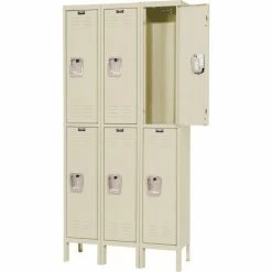 Hallowell® 2-Tier 6 Door Premium Locker, 12"W x 18"D x 30"H, Tan, Unassembled -Deals Lockers Store 238360PT 08