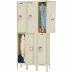 Hallowell® 2-Tier 6 Door Premium Locker, 12"W x 18"D x 30"H, Tan, Unassembled -Deals Lockers Store 238360PT 09