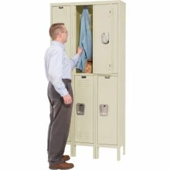 Hallowell® 2-Tier 6 Door Premium Locker, 12"W x 18"D x 30"H, Tan, Unassembled -Deals Lockers Store 238360PT 10