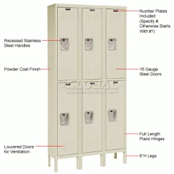 Hallowell® 2-Tier 6 Door Premium Locker, 12"W x 18"D x 30"H, Tan, Unassembled -Deals Lockers Store 238360PT 1wco