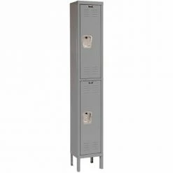Hallowell® 2-Tier 2 Door Premium Locker, 12"W x 12"D x 30"H, Dark Gray, Unassembled