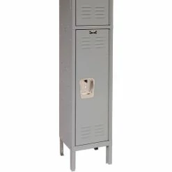 Hallowell® 2-Tier 2 Door Premium Locker, 12"W x 12"D x 30"H, Dark Gray, Unassembled -Deals Lockers Store 238361GY 05