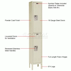Hallowell® 2-Tier 2 Door Premium Locker, 12"W x 15"D x 36"H, Tan, Assembled -Deals Lockers Store 238361PT 1wco