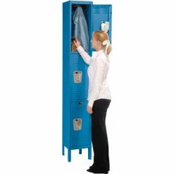 Hallowell® 3-Tier 3 Door Premium Locker, 12"W x 18"D x 24"H, Blue, Assembled -Deals Lockers Store 238365BL 02