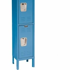 Hallowell® 3-Tier 3 Door Premium Locker, 12"W x 18"D x 24"H, Blue, Assembled -Deals Lockers Store 238365BL 03