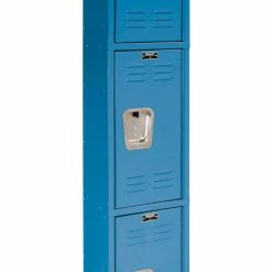 Hallowell® 3-Tier 3 Door Premium Locker, 12"W x 18"D x 24"H, Blue, Assembled -Deals Lockers Store 238365BL 04