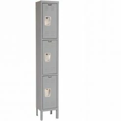 Hallowell® 3-Tier 3 Door Premium Locker, 12"W x 12"D x 24"H, Dark Gray, Unassembled