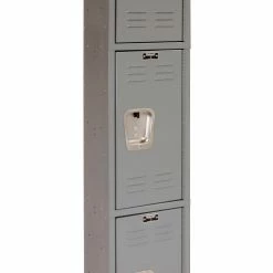 Hallowell® 3-Tier 3 Door Premium Locker, 12"W x 12"D x 24"H, Dark Gray, Unassembled -Deals Lockers Store 238365GY 04 1