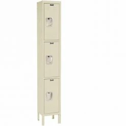 Hallowell® 3-Tier 3 Door Premium Locker, 12"W x 12"D x 24"H, Tan, Assembled
