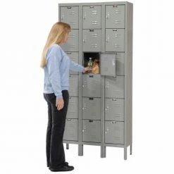 Hallowell® 6-Tier 6 Door Premium Locker, 12"W x 15"D x 12"H, Dark Gray, Assembled -Deals Lockers Store 238372GY 01