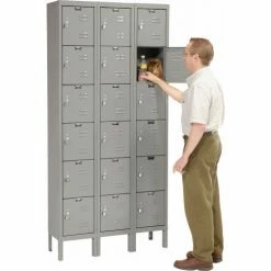 Hallowell® 6-Tier 6 Door Premium Locker, 12"W x 15"D x 12"H, Dark Gray, Assembled -Deals Lockers Store 238372GY 06