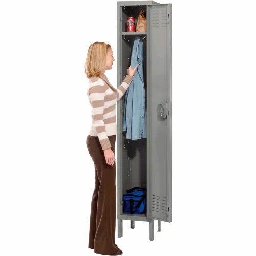 Hallowell® 1-Tier 1 Door Premium Locker, 18"W x 21"D x 72"H, Dark Gray, Assembled 5 Hallowell® 1-Tier 1 Door Premium Locker, 18"W x 21"D x 72"H, Dark Gray, Assembled - Image 3