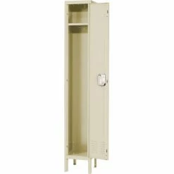 Hallowell® 1-Tier 1 Door Premium Locker, 12"W x 18"D x 60"H, Tan, Assembled -Deals Lockers Store 239268PT 01 1