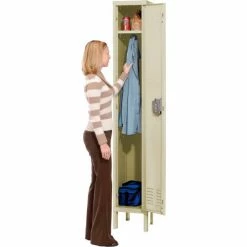 Hallowell® 1-Tier 1 Door Premium Locker, 12"W x 15"D x 72"H, Tan, Unassembled -Deals Lockers Store 239268PT 02