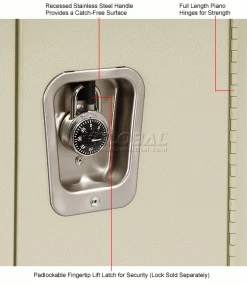 Hallowell® 1-Tier 1 Door Premium Locker, 12"W x 15"D x 72"H, Tan, Unassembled -Deals Lockers Store 239268PT 2wco