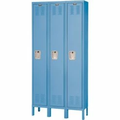 Hallowell® 1-Tier 3 Door Premium Locker, 12"W x 12"D x 72"H, Blue, Unassembled -Deals Lockers Store 239269BL 04