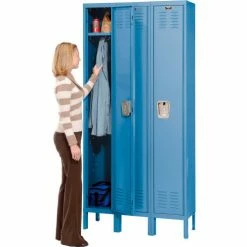 Hallowell® 1-Tier 3 Door Premium Locker, 12"W x 12"D x 72"H, Blue, Unassembled -Deals Lockers Store 239269BL 06
