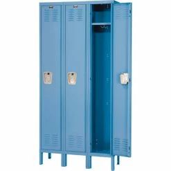 Hallowell® 1-Tier 3 Door Premium Locker, 12"W x 12"D x 72"H, Blue, Unassembled -Deals Lockers Store 239269BL 07