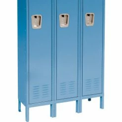 Hallowell® 1-Tier 3 Door Premium Locker, 12"W x 12"D x 72"H, Blue, Unassembled -Deals Lockers Store 239269BL 08