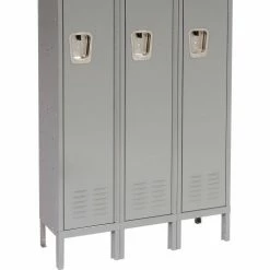 Hallowell® 1-Tier 3 Door Premium Locker, 12"W x 18"D x 72"H, Dark Gray, Unassembled -Deals Lockers Store 239269GY 08