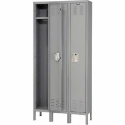Hallowell® 1-Tier 3 Door Premium Locker, 12"W x 18"D x 60"H, Dark Gray, Unassembled -Deals Lockers Store 239269GY 16 2