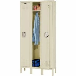 Hallowell® 1-Tier 3 Door Premium Locker, 12"W x 15"D x 60"H, Tan, Assembled -Deals Lockers Store 239269PT 05 1