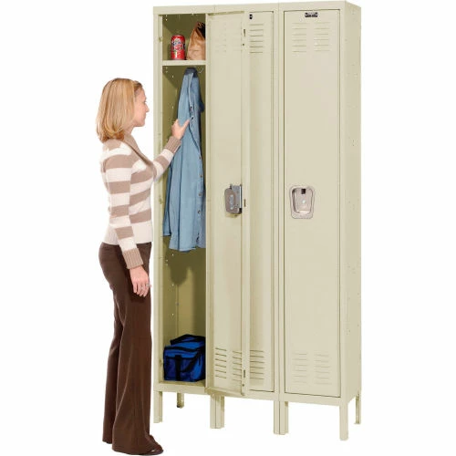 Hallowell® 1-Tier 3 Door Premium Locker, 12"W x 12"D x 60"H, Tan, Assembled 9 Hallowell® 1-Tier 3 Door Premium Locker, 12"W x 12"D x 60"H, Tan, Assembled - Image 7