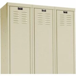 Hallowell® 1-Tier 3 Door Premium Locker, 12"W x 15"D x 60"H, Tan, Unassembled -Deals Lockers Store 239269PT 09 2