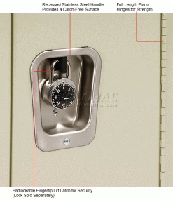 Hallowell® 1-Tier 3 Door Premium Locker, 12"W x 15"D x 60"H, Tan, Assembled -Deals Lockers Store 239269PT 2wco 1