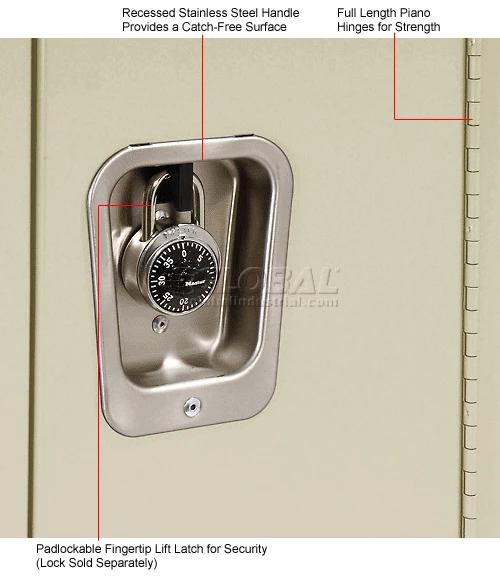 Hallowell® 1-Tier 3 Door Premium Locker, 12"W x 12"D x 60"H, Tan, Assembled 21 Hallowell® 1-Tier 3 Door Premium Locker, 12"W x 12"D x 60"H, Tan, Assembled - Image 19