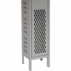 Hallowell® 1-Tier 1 Door Heavy-Duty Ventilated Locker, 18"Wx18"Dx72"H, Dark Gray, Assembled -Deals Lockers Store 239284GY 07 1