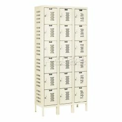 Hallowell® 6-Tier 6 Door Heavy-Duty Ventilated Locker, 12"Wx12"Dx12"H, Tan, Assembled -Deals Lockers Store 239304PT