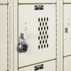 Hallowell® 6-Tier 6 Door Heavy-Duty Ventilated Locker, 12"Wx12"Dx12"H, Tan, Assembled -Deals Lockers Store 239304PT 31