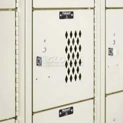 Hallowell® 6-Tier 6 Door Heavy-Duty Ventilated Locker, 12"Wx12"Dx12"H, Tan, Assembled -Deals Lockers Store 239304PT 33