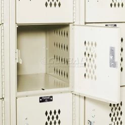 Hallowell® 6-Tier 6 Door Heavy-Duty Ventilated Locker, 12"Wx12"Dx12"H, Tan, Assembled -Deals Lockers Store 239304PT 34