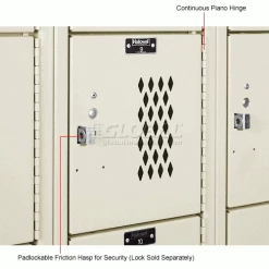 Hallowell® 6-Tier 6 Door Heavy-Duty Ventilated Locker, 12"Wx12"Dx12"H, Tan, Assembled -Deals Lockers Store 239304PT 3wco